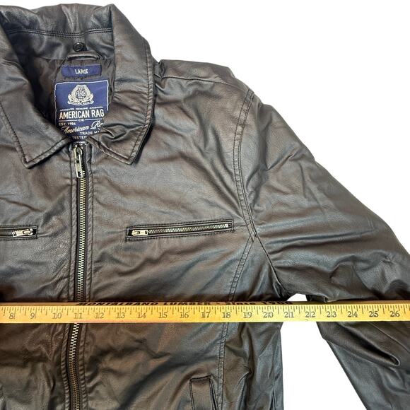 Mens American Rag Faux Leather Bomber Jacket  Adult Size Large Flight Jacket - Picture 4 of 9